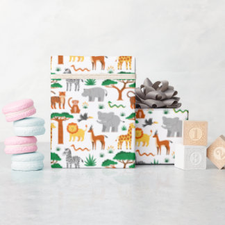 Cute wild animals kids wrapping paper