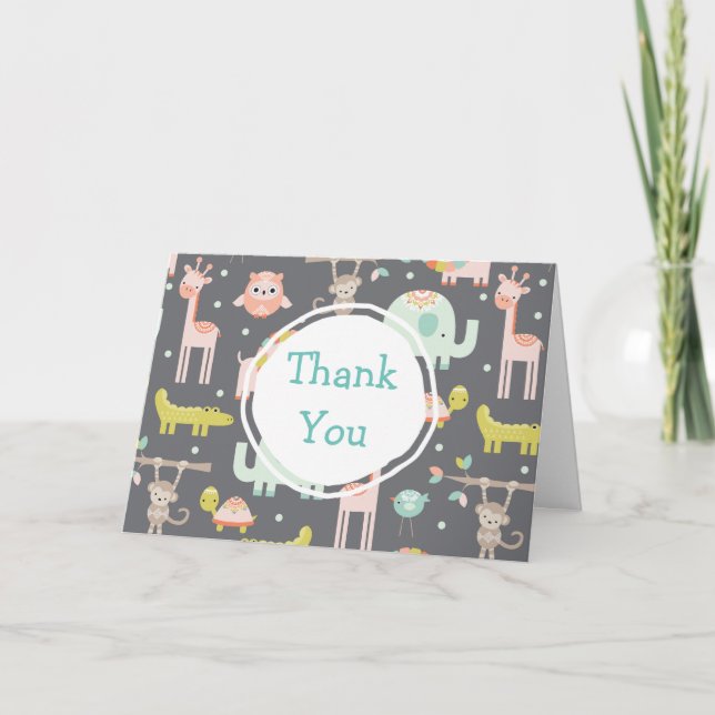 Cute Wild Animals Nursery Art Party Thank You (Front)