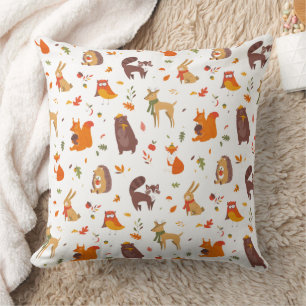 Cute Wild Animals Pattern Throw Pillow
