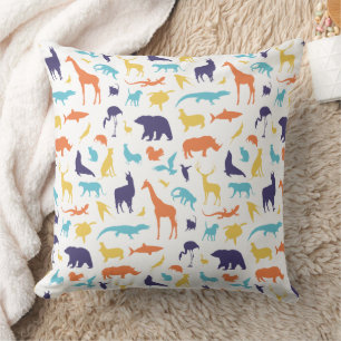 Cute Wild Animals Pattern Throw Pillow