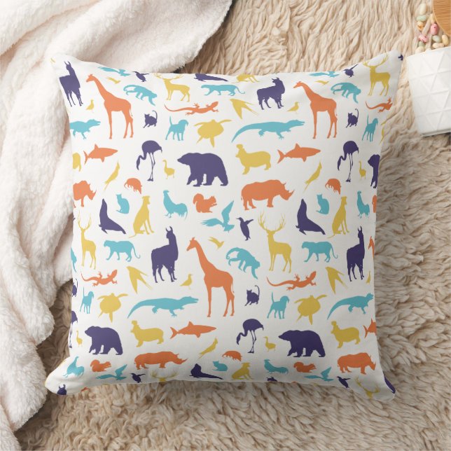 Cute Wild Animals Pattern Throw Pillow (Blanket)