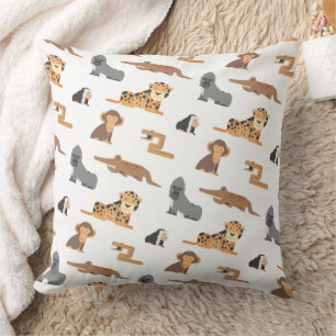 Cute Wild Animals Pattern Throw Pillow