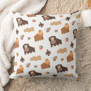 Cute Wild Animals Pattern Throw Pillow