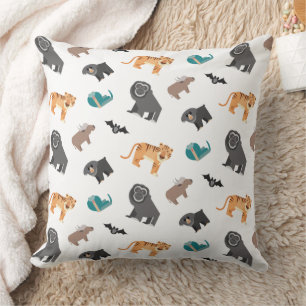 Cute Wild Animals Pattern Throw Pillow