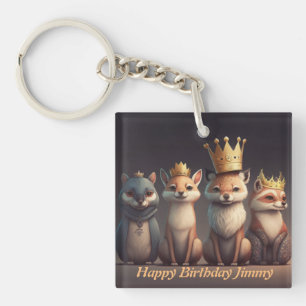 Cute wild animals wearing crowns   keychain