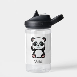 Cute Wild Baby Panda Bear on White Water Bottle