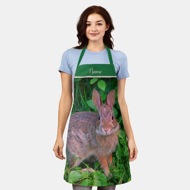 Cute Wild Brown Rabbit Personalized Animal  Apron (Worn)