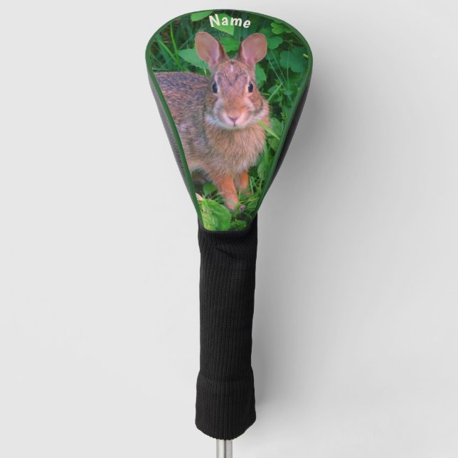 Cute Wild Brown Rabbit Personalized Animal  Golf Head Cover (Front)