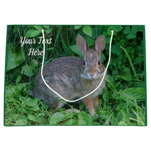Cute Wild Brown Rabbit Personalized Animal   Large Gift Bag (Front)