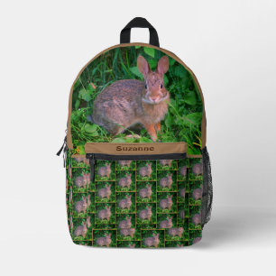 Cute Wild Brown Rabbit Personalized Animal Printed Backpack