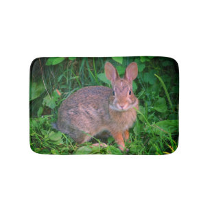 Cute Wild Brown Rabbit Wildlife Bath Mat