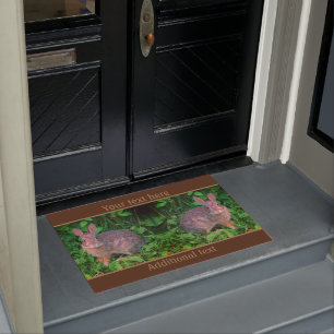 Cute Wild Brown Rabbit Wildlife Personalized Doormat