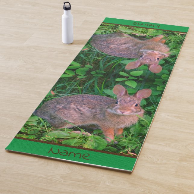 Cute Wild Brown Rabbit Wildlife Personalized Yoga Mat (In Situ)
