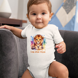 Cute Wild child watercolor Lion personalized Baby Bodysuit