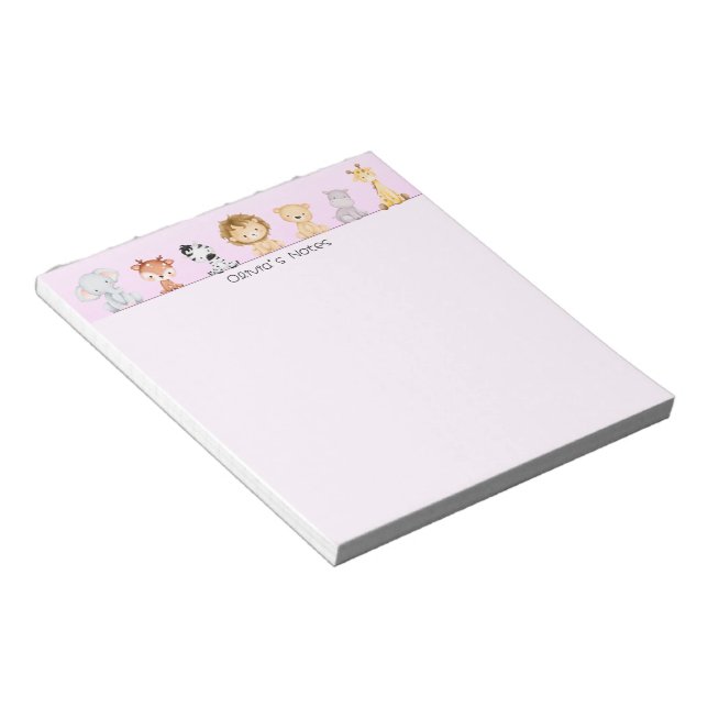 Cute wild cub colourful gradient Personalized name Notepad (Angled)