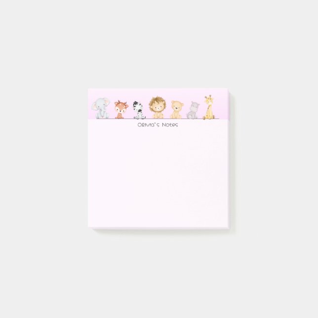Cute wild cub colourful gradient Personalized name Post-it Notes (Front)
