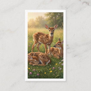 Cute Wild Deer Resting In Meadow Fleece Blanket Business Card