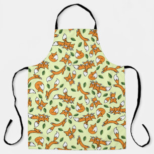 Cute Wild Fox and Leaf Pattern Apron