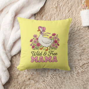 Cute wild free goose Mama Throw Pillow