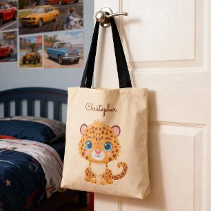 Cute Wild Leopard Nursery Kids Safari Animal Tote Bag