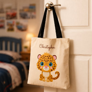 Cute Wild Leopard Nursery Kids Safari Animal Tote Bag