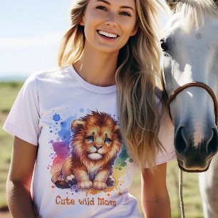 Cute Wild Mom watercolor Lion personalized T-Shirt