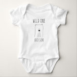 Cute Wild One First Birthday Bear Black White Baby Bodysuit<br><div class="desc">Celebrate your child's first birthday with this cute,  modern design,  featuring a black and white drawing of a bear under the words "Wild One" in hand-drawn lettering. Personalize it with your boy or girl's name.</div>