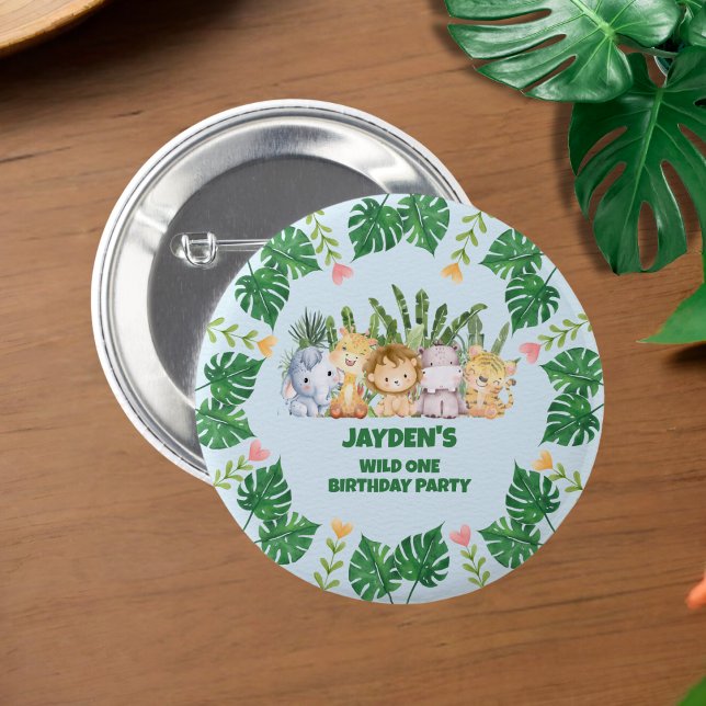 Cute Wild One Jungle Safari Animal Birthday  2 Inch Round Button (Creator Uploaded)