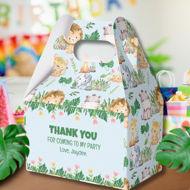 Cute Wild One Jungle Safari Animal Birthday  Favor Box (Creator Uploaded)