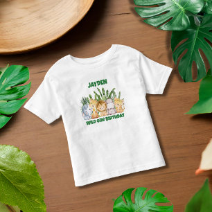 Cute Wild One Jungle Safari Animal Birthday Toddler T-shirt
