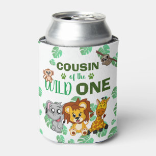 Cute Wild One Jungle Safari Animal Cousin Zoo Can Cooler