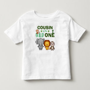 Cute Wild One Jungle Safari Animal Cousin Zoo Toddler T-shirt