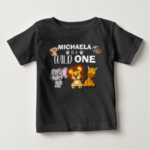 Cute Wild One Jungle Safari Animals First Birthday Baby T-Shirt