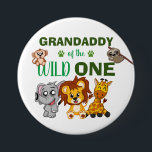 Cute Wild One Jungle Safari Zoo Animal Grandaddy 3 Inch Round Button<br><div class="desc">Grandaddy of the wild one! Is your little boy or girl turning one? This Wild One design is perfect for their 1st birthday to let their grandpa show their excitement for their grandchild. The jungle safari theme features a cartoon illustrated monkey,  sloth,  elephant,  lion,  and giraffe!</div>