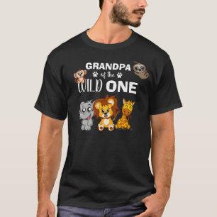 Cute Wild One Jungle Safari Zoo Animal Grandpa T-Shirt