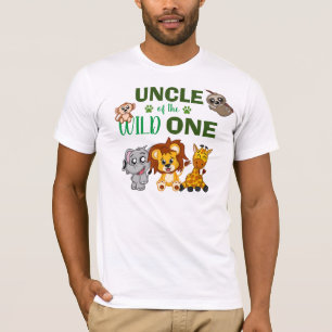 Cute Wild One Jungle Safari Zoo Animal Uncle T-Shirt
