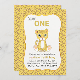 Cute Wild One Leopard 1er Anniversaire Invitation