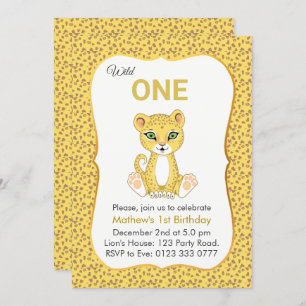 Cute Wild One Leopard 1er Anniversaire Invitation