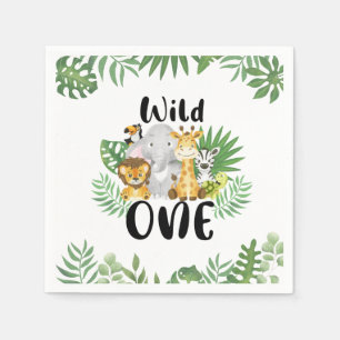 Cute Wild One Safari Animals 1st Birthday Napkin
