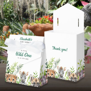 Cute Wild One Safari Animals Baby Shower Favor Box