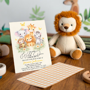 Cute Wild One Safari Animals e Baby Shower  Invitation