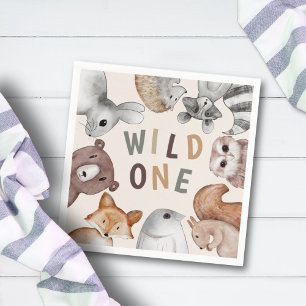 Cute Wild One Woodland Animals Party Napkin