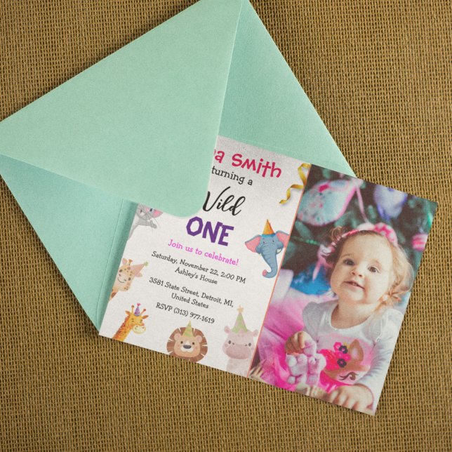 Cute Wild Safari Theme Kids Birthday Invitation (Creator Uploaded)