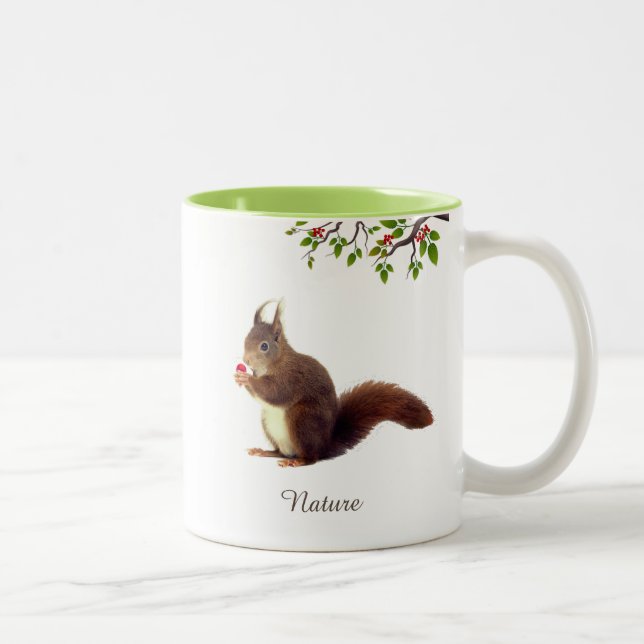 Cute Wild Squirrel & Personalized Text  Two-Tone C Coffee Mug (Right)