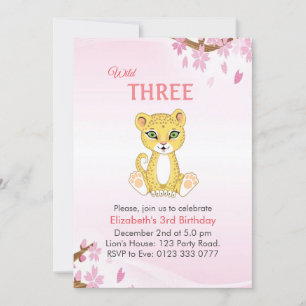 Cute Wild Three Leopard 3e Invitation d'anniversai