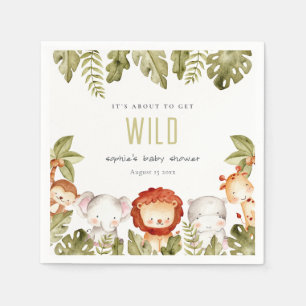 Cute Wild Tropical Safari Animals Baby Shower Napkin
