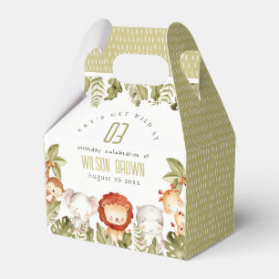 Cute Wild Tropical Safari Animals Kids Birthday Favor Box