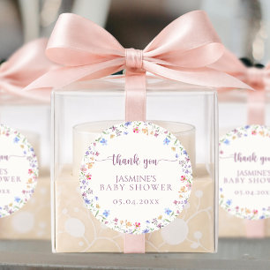 Cute Wildflower Baby Shower Thank You Favor Classic Round Sticker