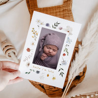 Cute Wildflower Frame Baby Birth Announcement