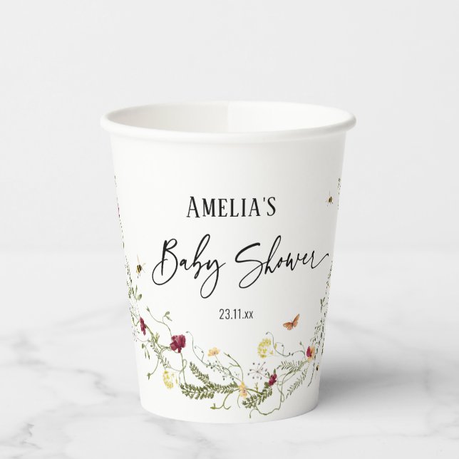 Cute Wildflowers Baby Shower Party  Paper Cups (Left)